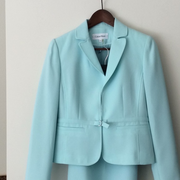 NWOT Calvin Klein Sky Blue Blazer Skirt Set, 2 - Picture 3 of 7